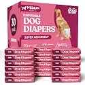 Super Absorbent Female Dog Diapers - 30-Pack Comfortable Disposable Doggie Diapers - FlashDry Gel Technology &amp; Wetness Indicator - Leakproof Diapers for Dogs in Heat, Excitable Urination, Incontinence