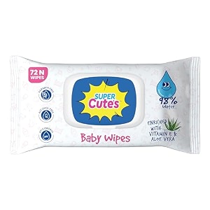 super cute39s 98 water based baby wipes with lid enriched with aloe vera and vitamin e no alcoholparaben free 72 wipes