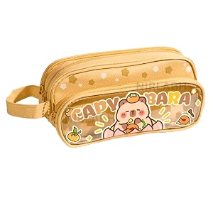 super cute cartoon girl three layers pencil pouch with large capacity cartoon pattern pencil case best kids stationery organizer 3 layers capybara pouch