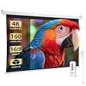 SUPER DEAL 92'' 16:9 HD Motorized Projection Screen with Remote Control, Foldable Anti-Crease Portable Projector Movie Screen for Home Theater Education Outdoor Indoor Public Display, White
