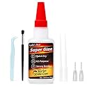 Super Glue Liquid, 30g(1.06 oz) All Purpose CA Glue, with Anti-Clog Cap Precision Tip and Extension Dropper Tweezers, Fast-Setting Instant Superglue for Plastic, Wood, Metal, Repair DIY Crafts