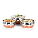 Stainless Steel Copper Bottom Handi/Pot Biryani Punjabi Handi with Lid Pack of 3 (0.5 L,0.8L&1.2L)