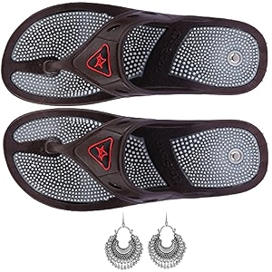 acupressure slippers sandals unisex for pain relief amp total health care gh-01- brown-size-04