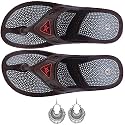 Acupressure Slippers Sandals (Unisex) for Pain Relief &amp; Total Health Care (Gh-01- Brown-Size-04)