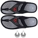 Acupressure Slippers Sandals (Unisex) for Pain Relief & Total Health Care (Gh-01-Black-Size-09)