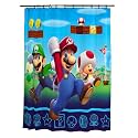 Super Mario 13-Piece Shower Curtain Set, 72 x 72 Inch Fabric Curtain with Hooks, Bathroom Decor, Machine Washable, (100% Officially Licensed Product) by Franco Collectibles