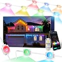 Super RGB Permanent Outdoor Lights 100FT, Smart RGB+IC Eave Lights with Remote APP Control, DIY LED Color Individual, White &amp; Colorful Christmas String Light, IP67 Waterproof for House Outside Decor