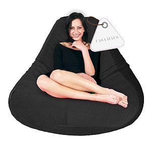super soft fabric bean bag prefilled 5 xl- black