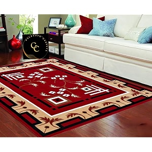 Super Soft Floral Red Carpet 6x8 Feet