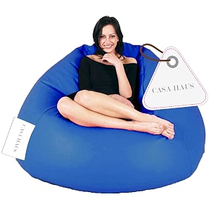 super soft leather fabric bean bag prefilled 5 xl - royal blue berry