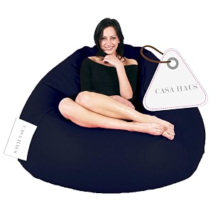 super soft leather fabric bean bag prefilled 5 xl - navy blue
