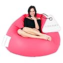 Super Soft Leather Fabric Bean Bag Prefilled 5 XL - Robotic Pink