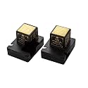 SUPER STAM Plastic Tefillin Boxes Case Cover with metal plate on top set of 2 Shel Rosh And Shel Yad For Righty (Black And Gold Rabbeinu Tam, 35)