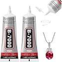 XAVRY B-7000 Clear Adhesive Glue for Rhinestone Crafts, Jewelry, Fabric, and Screen Repair - High Viscosity Multi-Purpose (50ML / 1.68 fl. oz) (B-7000 Pack of 2)