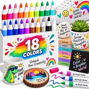 super toy 18 shades acrylic color markers pen water colour paint pens for wood canvas stone rock painting glass ceramic surfaces diy crafts making art supplies