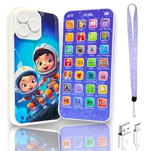 super toy 24 modes kids smart phone toy musical phone toy with rechargeable battery and usb charging cable education gift for boys girls age 3-12 years