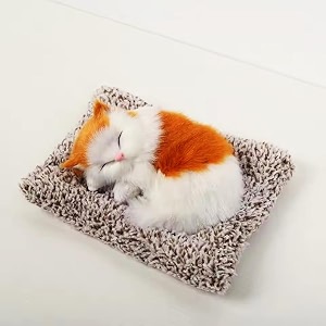 super toy cute sleeping cat plush toy with meow sound gift for kids car dashboard accessories orange