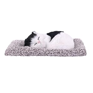 super toy cute sleeping cat plush toy with meow sound gift for kids car dashboard accessories black