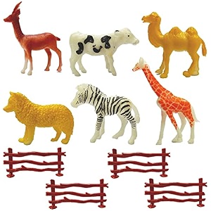 super toy wildlife domestic amp wild farm animals action figure educational toys for boys amp girls - 6 animals with fence