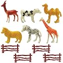 SUPER TOY Wildlife Domestic &amp; Wild Farm Animals Action Figure Educational Toys for Boys &amp; Girls - 6 Animals with Fence