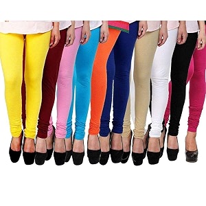 latest fashion churidar skinny fit leggings for womenfree size skinny fit leggingscombo of 10 multi-coloured free size