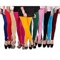 Women's Fashion Churidar Skinny Fit Leggings (Free Size Combo of 10, Multicoloured)