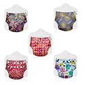 SuperBottoms Cloth Diapers for babies - Cloth Diaper Combo Pack of 5 Freesize UNO- New Version| Reusable Cloth Diapers for babies 3M to 3Y | With 5 organic cotton inserts