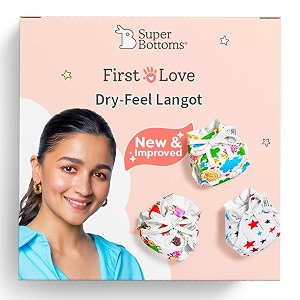 superbottoms premium dryfeel baby langot 0-6 months l 100 cotton modern baby nappy l mess-free langot with gentle elastics l super dryfeel top layer l diaper-free time essential  3 pack