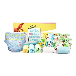 superbottoms gift combo pack 1 freesize uno 3 dry feel langot 1 booster pad 3 easy clean top sheets  birthday gift for 1-year-old baby girl amp boy  pack of 9 items