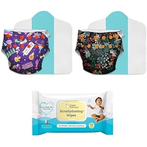 superbottoms pack of 2 cloth diapers for babies and xtrahydrating wipes-72 pack-freesize washable amp reusable waterproof adjustable cloth diaper for babies from 5-17kgsdiaper with 2 dry feel pad