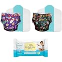 SuperBottoms Pack of 2 Cloth Diapers for babies and XtraHydrating™ Wipes-72 Pack-Freesize Washable &amp; Reusable waterproof Adjustable cloth diaper for babies from 5-17kgs|Diaper with 2 Dry Feel Pad