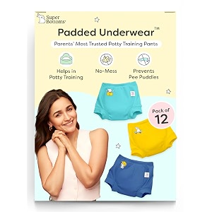 superbottoms padded underwear for babies amp toddlers 3 layers of premium cotton amp dryfeel layer ideal for diaper-free time amp mess-free potty training pants pack of 12
