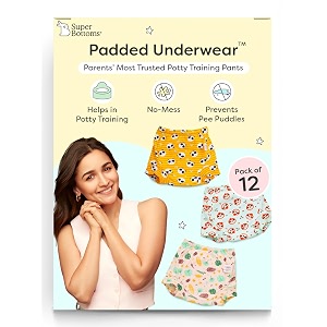 superbottoms padded underwear for babies amp toddlers 3 layers of premium cotton amp dryfeel layer ideal for diaper-free time amp mess-free potty training pants pack of 12