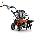 SuperHandy Tiller Cultivator 2.5HP 79cc 4 Stroke Ultra Duty 4 Premium Steel Adjustable Forward Rotating Tines for Garden, Lawn, Digging, Root/Weed Removal and Soil Cultivation