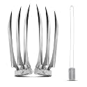 Superhero Claws, Wolverine Claws with Plastic Handles for Adults, Wolf Claws for Halloween Cosplay Props, Set of 2, One Pair Silver