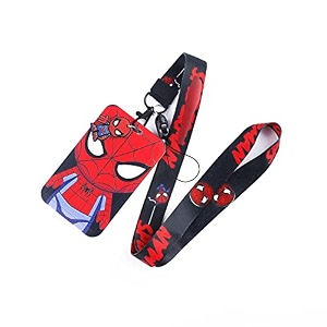 superhero spider anime lanyard with id card badge holder classic movie fans anime wristlet lanyards for keys keychain accessories