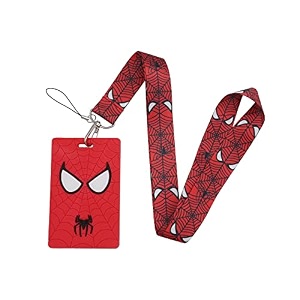 superhero spider anime lanyard with id card badge holder for movie fans wristlet for keys keychain accessories spider 5