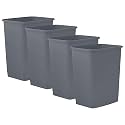 Superio 4.5 Gallon Plastic Trash Can, Waste Bin for Home, Kitchen, Office, Bedroom, Bathroom- 18 Qt (4 Pack, Dark Grey)