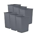 Superio 4.5 Gallon Plastic Trash Can, Waste Bin for Home, Kitchen, Office, Bedroom, Bathroom- 18 Qt (6 Pack, Dark Grey)