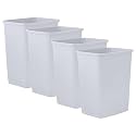 Superio 4.5 Gallon Plastic Trash Can, Waste Bin for Home, Kitchen, Office, Bedroom, Bathroom- 18 Qt (4 Pack, White Smoke)