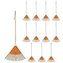 Superio Kids Leaf Rake, 34-Inch Lawn Rake with Hardwood Handle & Durable Plastic Head for Yard, Garden & Leaf Cleanup, Orange, 12 Pack