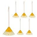Superio Kids Leaf Rake, 34-Inch Lawn & Garden Rake with Hardwood Handle and Durable Plastic Head, Leaf Cleanup Tool, Yellow 6 Pack