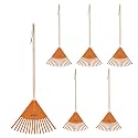 Superio Kids Leaf Rake, 34-Inch Lawn Rake with Hardwood Handle & Durable Plastic Head for Yard, Garden & Leaf Cleanup, Orange, 6 Pack