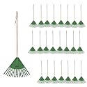 Superio Kids Leaf Rake, 34-Inch Gardening & Lawn Care Tool with Hardwood Handle and Durable Plastic Tines for Leaf Cleanup & Garden Maintenance, Green 24 Pack