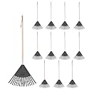 Superio Kids Leaf Rake, 34-Inch Lawn Rake with Hardwood Handle & Durable Plastic Head for Yard, Garden & Leaf Cleanup, Gray, 12 Pack