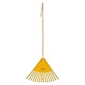 Superio Kids Leaf Rake, 34-Inch Lawn &amp; Garden Rake with Hardwood Handle and Durable Plastic Head, Leaf Cleanup Tool, Yellow 1 Pack