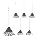 Superio Kids Leaf Rake, 34-Inch Lawn Rake with Hardwood Handle & Durable Plastic Head for Yard, Garden & Leaf Cleanup, Gray, 6 Pack