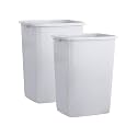 Superio Kitchen Trash Can 9 Gallon Slim Waste Bin 37 Qt Durable Plastic, Fit Small Spaces, Office, Bathroom, Under Counter (2, White Smoke)