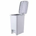 Superio Slim Step On Pedal Plastic Trash Can, Waste Bin for Under Desk, Office, Bedroom, Bathroom, Kitchen (2.5 gal) (White Smoke)