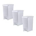 Superio Slim Step On Pedal Plastic Trash Can, Waste Bin for Under Desk, Office, Bedroom, Bathroom, Kitchen (2.5 gal) (White Smoke 3 Pack)
